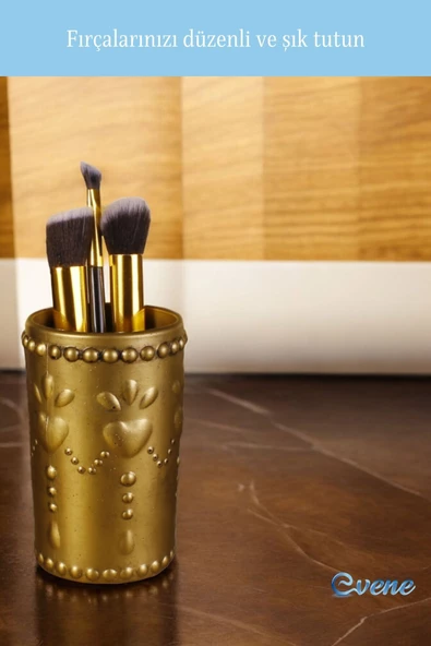 Evene Makyaj Organizeri Makyaj Fırçalığı Makyaj Organizer Düzenleyici Altın Eskitme Renk Model 10 - Resim 4