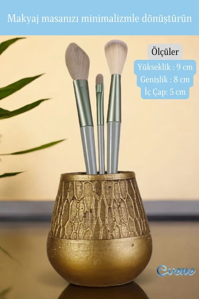 Evene Makyaj Organizeri Makyaj Fırçalığı Makyaj Organizer Düzenleyici Altın Eskitme Renk Model 3 - Resim 2