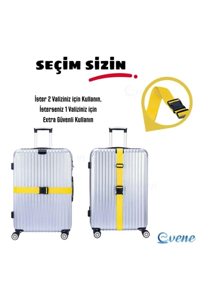 Viselia Valiz Kemeri Emniyet Tokalı Ölçüsü Ayarlanabilir Bavul Güvenlik Emniyet Kemeri 2 Adet Sarı - 7