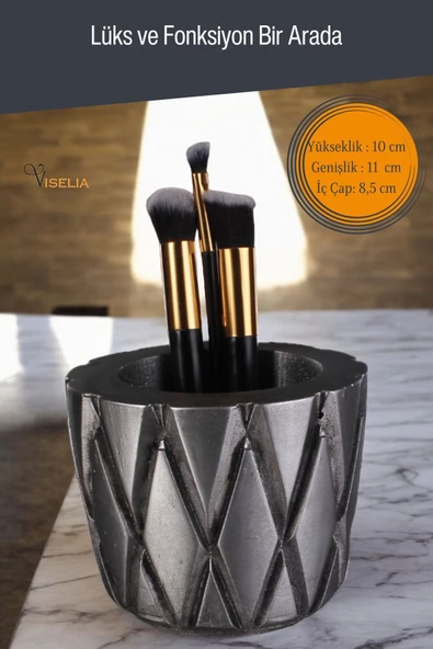 Viselia Makyaj Duzenleyici Makyaj Organizeri Makyaj Fırçalığı Makyaj Fırçası Gümüş Eskitme Renk Model 18 - Resim 2