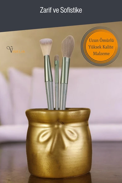 Viselia Makyaj Duzenleyici Makyaj Organizeri Makyaj Fırçalığı Makyaj Fırçası Altın Eskitme Renk Model 8 - Resim 4