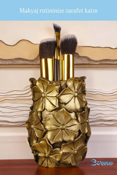 Evene Makyaj Organizeri Makyaj Fırçalığı Makyaj Organizer Düzenleyici Altın Eskitme Renk Model 16 - Resim 3