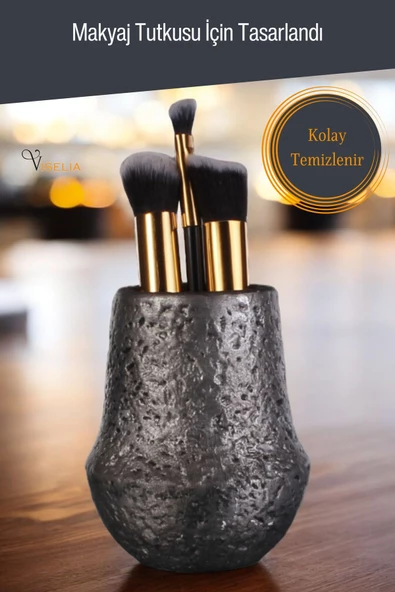 Viselia Makyaj Duzenleyici Makyaj Organizeri Makyaj Fırçalığı Makyaj Fırçası Gümüş Eskitme Renk Model 15 - Resim 5