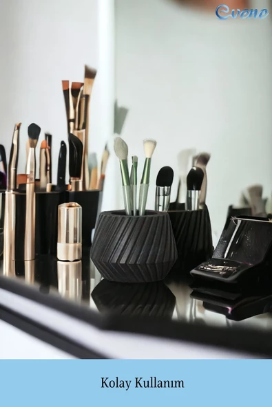 Evene Makyaj Organizeri Makyaj Fırçalığı Makyaj Organizer Düzenleyici Siyah Renk Model 21 - Resim 3