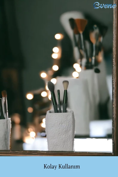 Evene Makyaj Organizeri Makyaj Fırçalığı Makyaj Organizer Düzenleyici Beyaz Renk Model 7 - Resim 3