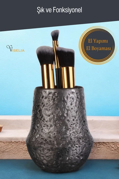 Viselia Makyaj Duzenleyici Makyaj Organizeri Makyaj Fırçalığı Makyaj Fırçası Gümüş Eskitme Renk Model 15 - Resim 3