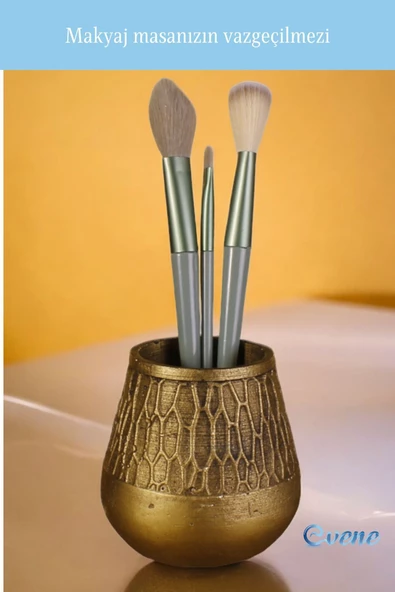 Evene Makyaj Organizeri Makyaj Fırçalığı Makyaj Organizer Düzenleyici Altın Eskitme Renk Model 3 - Resim 5
