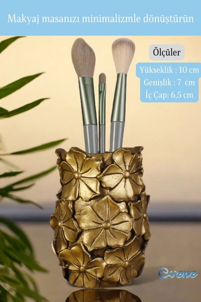 Evene Makyaj Organizeri Makyaj Fırçalığı Makyaj Organizer Düzenleyici Altın Eskitme Renk Model 16 - Resim 2