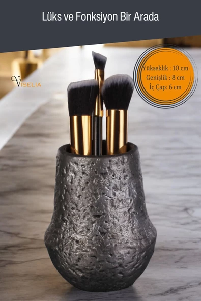 Viselia Makyaj Duzenleyici Makyaj Organizeri Makyaj Fırçalığı Makyaj Fırçası Gümüş Eskitme Renk Model 15 - Resim 2