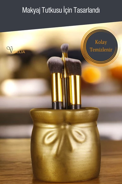 Viselia Makyaj Duzenleyici Makyaj Organizeri Makyaj Fırçalığı Makyaj Fırçası Altın Eskitme Renk Model 8 - Resim 5