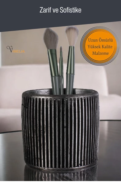 Viselia Makyaj Duzenleyici Makyaj Organizeri Makyaj Fırçalığı Makyaj Fırçası Gümüş Eskitme Renk Model 1 - Resim 4