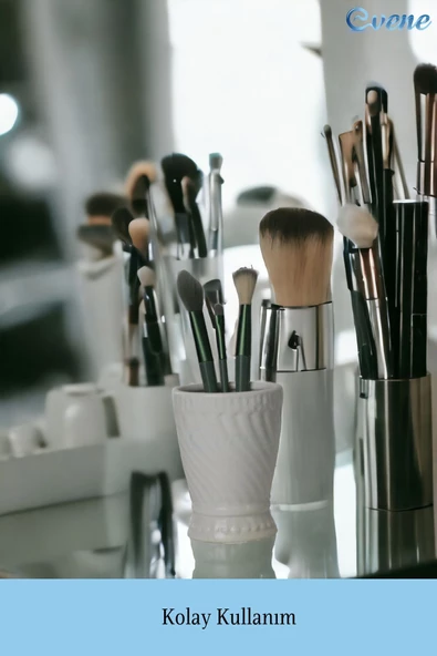 Evene Makyaj Organizeri Makyaj Fırçalığı Makyaj Organizer Düzenleyici Beyaz Renk Model 14 - Resim 3