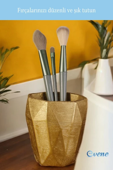 Evene Makyaj Organizeri Makyaj Fırçalığı Makyaj Organizer Düzenleyici Altın Renk Model 2 - Resim 4