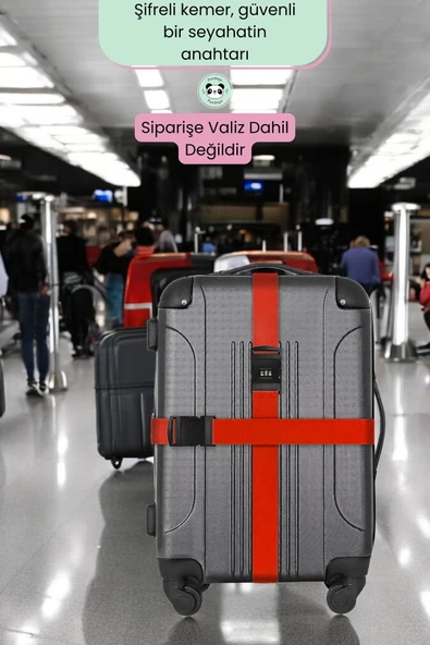 Pandogo Şifreli Valiz Kilidi Valiz Kemeri Extra Güvenlik Koruyucu Kırmızı 2 Adet - 5