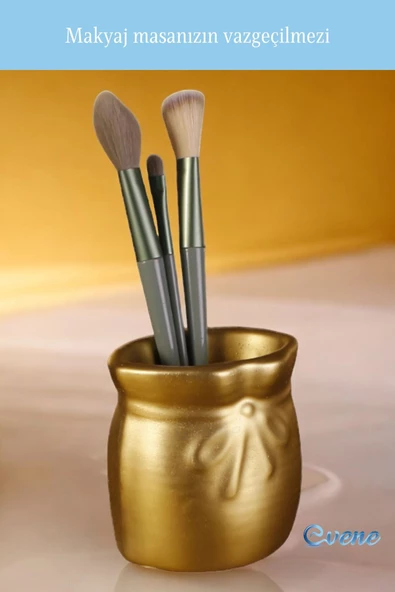 Evene Makyaj Organizeri Makyaj Fırçalığı Makyaj Organizer Düzenleyici Altın Renk Model 8 - Resim 5