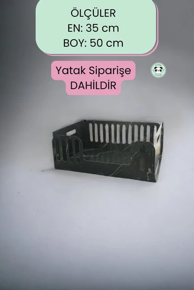 Pandogo Kedi Yatağı Ahşap Siyah Mermer Renk Model 5 - 4