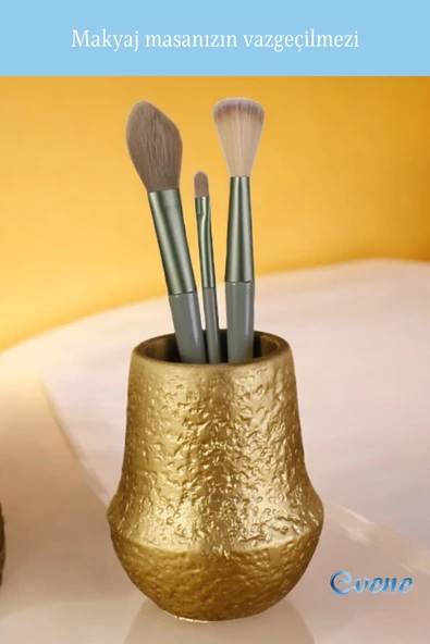 Evene Makyaj Organizeri Makyaj Fırçalığı Makyaj Organizer Düzenleyici Altın Renk Model 15 - Resim 5