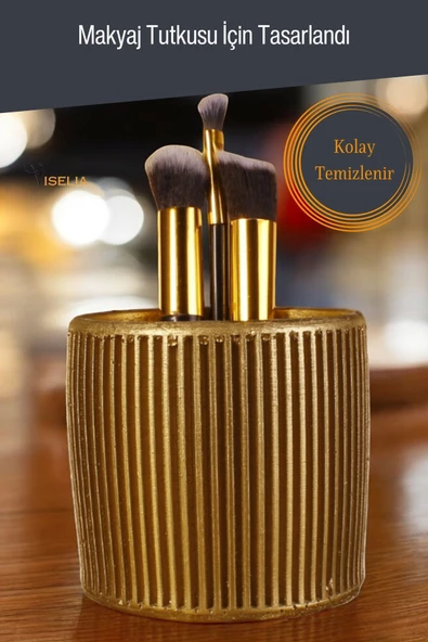 Viselia Makyaj Duzenleyici Makyaj Organizeri Makyaj Fırçalığı Makyaj Fırçası Altın Renk Model 1 - Resim 5