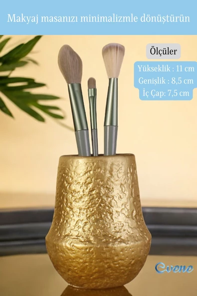 Evene Makyaj Organizeri Makyaj Fırçalığı Makyaj Organizer Düzenleyici Altın Renk Model 15 - Resim 2