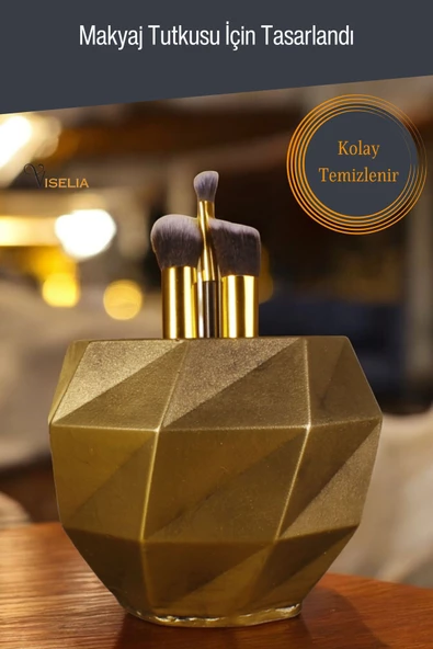 Viselia Makyaj Duzenleyici Makyaj Organizeri Makyaj Fırçalığı Makyaj Fırçası Altın Eskitme Renk Model 20 - Resim 5
