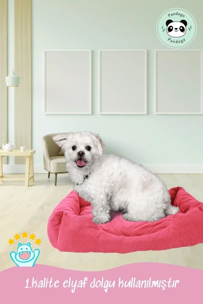 Pandogo Kedi Yatağı Evcil Hayvan Kedi Minderi Evcil Hayvan Dikdörtgen 65x45 Cm Yumuşak Minder Kırmızı - Resim 7