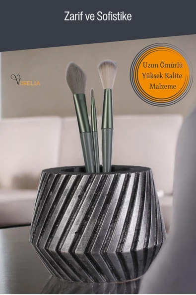 Viselia Makyaj Duzenleyici Makyaj Organizeri Makyaj Fırçalığı Makyaj Fırçası Gümüş Eskitme Renk Model 21 - Resim 4