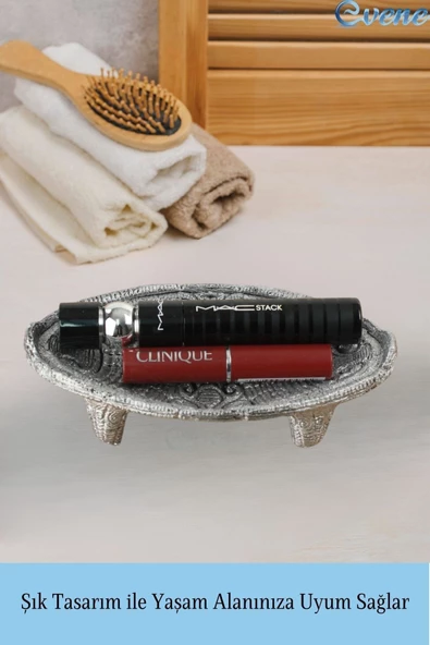 Evene Makyaj Organizeri Gümüş Eskitme Kozmetik Makyaj Düzenleyici Model 7 - Resim 4