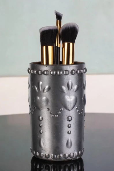 Viselia Makyaj Duzenleyici Makyaj Organizeri Makyaj Fırçalığı Makyaj Fırçası Gümüş Eskitme Renk Model 10 ürün görseli 1