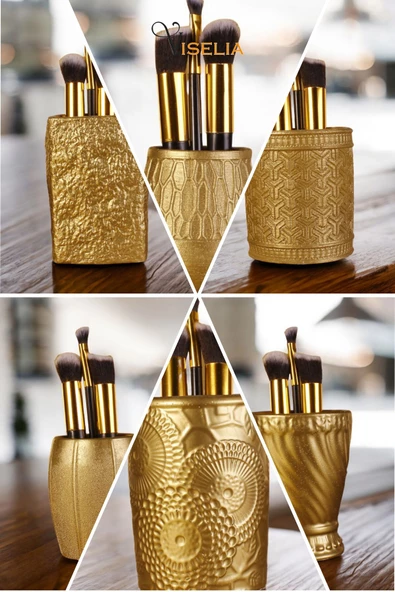 Viselia Makyaj Duzenleyici Makyaj Organizeri Makyaj Fırçalığı Makyaj Fırçası Altın Renk Model 8 - Resim 6