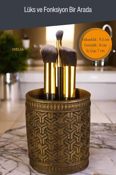 Viselia Makyaj Duzenleyici Makyaj Organizeri Makyaj Fırçalığı Makyaj Fırçası Altın Eskitme Renk Model 4 - Resim 2