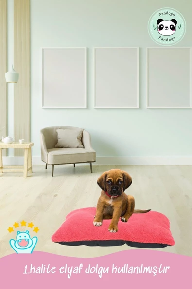 Pandogo Kedi Yatağı Evcil Hayvan Kedi Minderi 50x35 Cm Evcil Hayvan Minder Kırmızı - Resim 7
