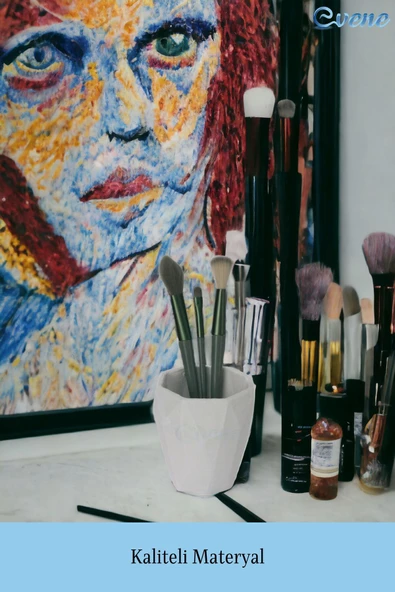 Evene Makyaj Organizeri Makyaj Fırçalığı Makyaj Organizer Düzenleyici Beyaz Renk Model 2 - Resim 4