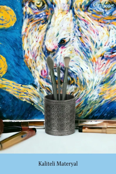 Evene Makyaj Organizeri Makyaj Fırçalığı Makyaj Organizer Düzenleyici Gümüş Eskitme Renk Model 4 - Resim 4