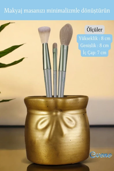 Evene Makyaj Organizeri Makyaj Fırçalığı Makyaj Organizer Düzenleyici Altın Eskitme Renk Model 8 - Resim 2