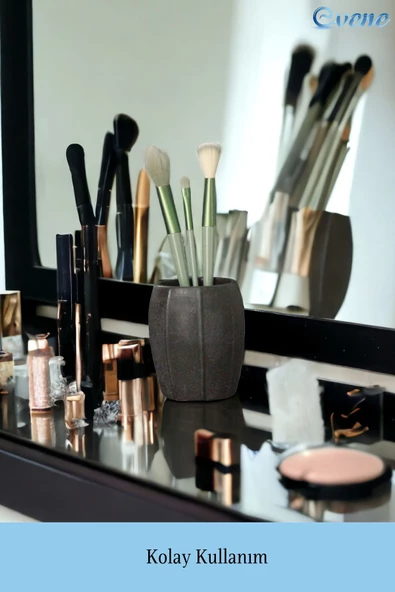 Evene Makyaj Organizeri Makyaj Fırçalığı Makyaj Organizer Düzenleyici Siyah Renk Model 13 - Resim 3