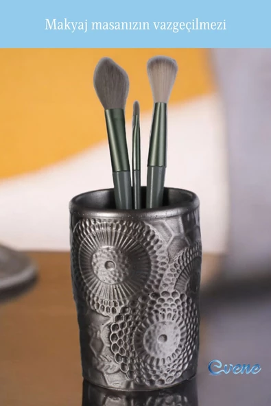 Evene Makyaj Organizeri Makyaj Fırçalığı Makyaj Organizer Düzenleyici Gümüş Eskitme Renk Model 12 - Resim 5