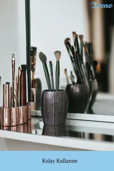 Evene Makyaj Organizeri Makyaj Fırçalığı Makyaj Organizer Düzenleyici Gümüş Eskitme Renk Model 13 - Resim 3