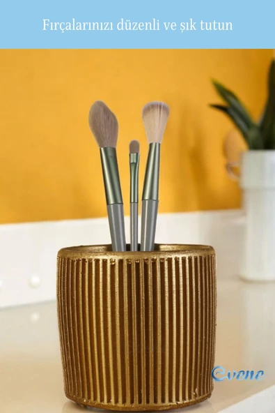Evene Makyaj Organizeri Makyaj Fırçalığı Makyaj Organizer Düzenleyici Altın Renk Model 1 - Resim 4