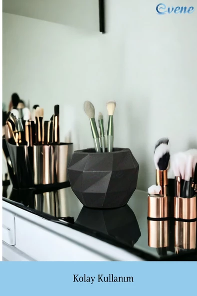 Evene Makyaj Organizeri Makyaj Fırçalığı Makyaj Organizer Düzenleyici Siyah Renk Model 17 - Resim 3