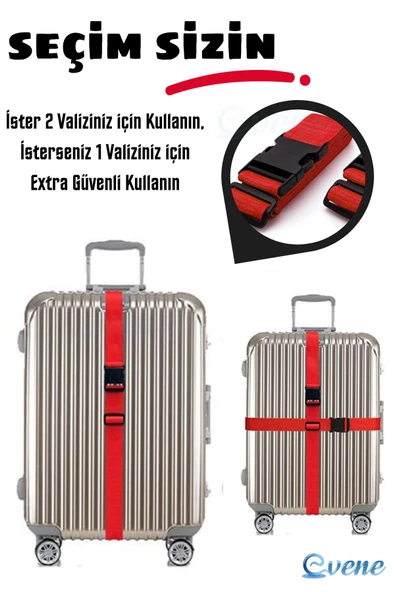 Evene Valiz Kemeri Bavul Kemeri Bavul Kilidi Valiz Kilit Kırmızı - 4