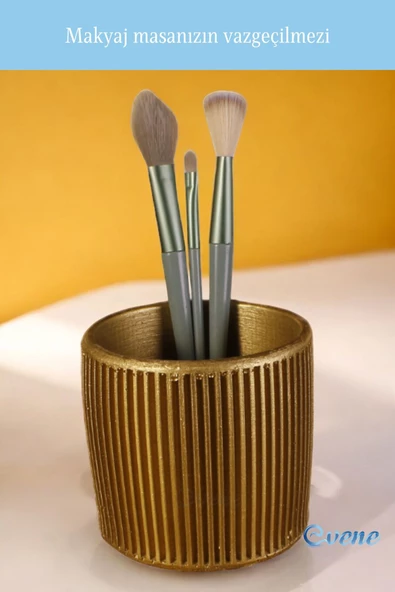 Evene Makyaj Organizeri Makyaj Fırçalığı Makyaj Organizer Düzenleyici Altın Renk Model 1 - Resim 5