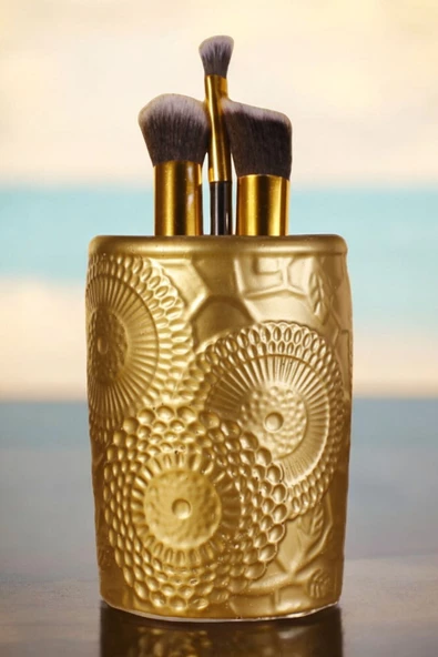 Viselia Makyaj Duzenleyici Makyaj Organizeri Makyaj Fırçalığı Makyaj Fırçası Altın Renk Model 12 ürün görseli 1