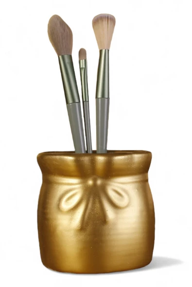 Evene Makyaj Organizeri Makyaj Fırçalığı Makyaj Organizer Düzenleyici Altın Renk Model 8 ürün görseli 1