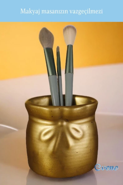 Evene Makyaj Organizeri Makyaj Fırçalığı Makyaj Organizer Düzenleyici Altın Eskitme Renk Model 8 - Resim 5