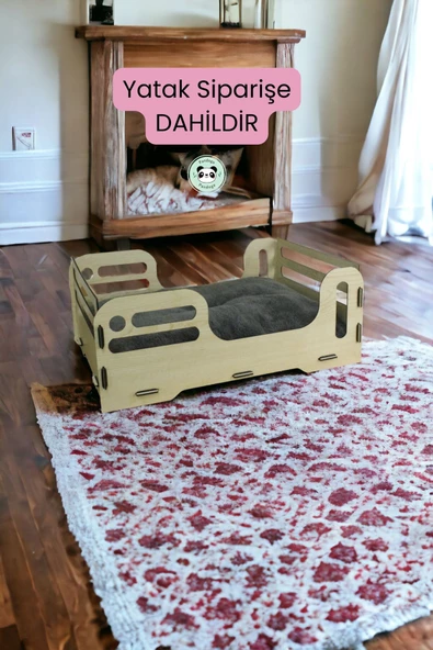 Pandogo Kedi Yatağı Ahşap Açık Meşe Renk Model 4 - 2