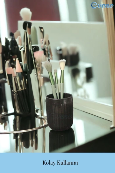 Evene Makyaj Organizeri Makyaj Fırçalığı Makyaj Organizer Düzenleyici Siyah Renk Model 11 - Resim 3