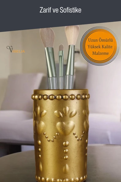 Viselia Makyaj Duzenleyici Makyaj Organizeri Makyaj Fırçalığı Makyaj Fırçası Altın Eskitme Renk Model 10 - Resim 4