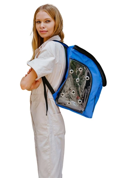 Viselia Kedi Taşıma Çantası Evcil Hayvan Seyahat Kedi Sırt Çantası 16 Kapsüllü Mavi ürün görseli 1