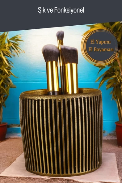 Viselia Makyaj Duzenleyici Makyaj Organizeri Makyaj Fırçalığı Makyaj Fırçası Altın Eskitme Renk Model 1 - 3