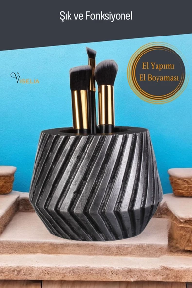 Viselia Makyaj Duzenleyici Makyaj Organizeri Makyaj Fırçalığı Makyaj Fırçası Gümüş Eskitme Renk Model 21 - Resim 3